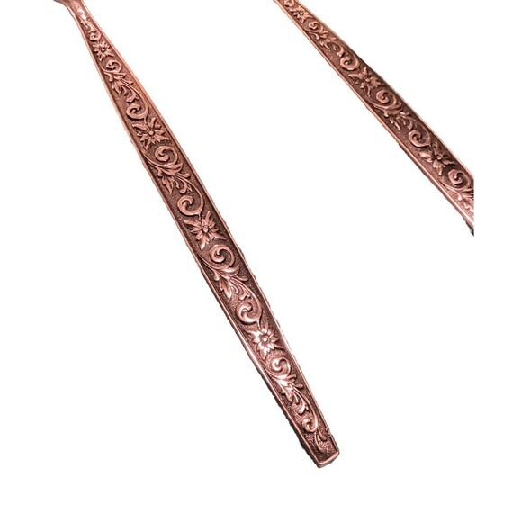 Vintage MCM Stainless Steel Floral Pattern Severing Folk & Spoon Set Japan - Picture 2 of 13